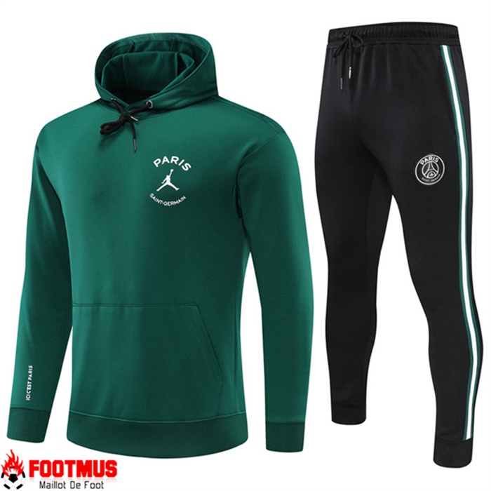 Prix Ensemble Veste A Capuche Survetement Foot Jordan PSG Vert 2022 2023