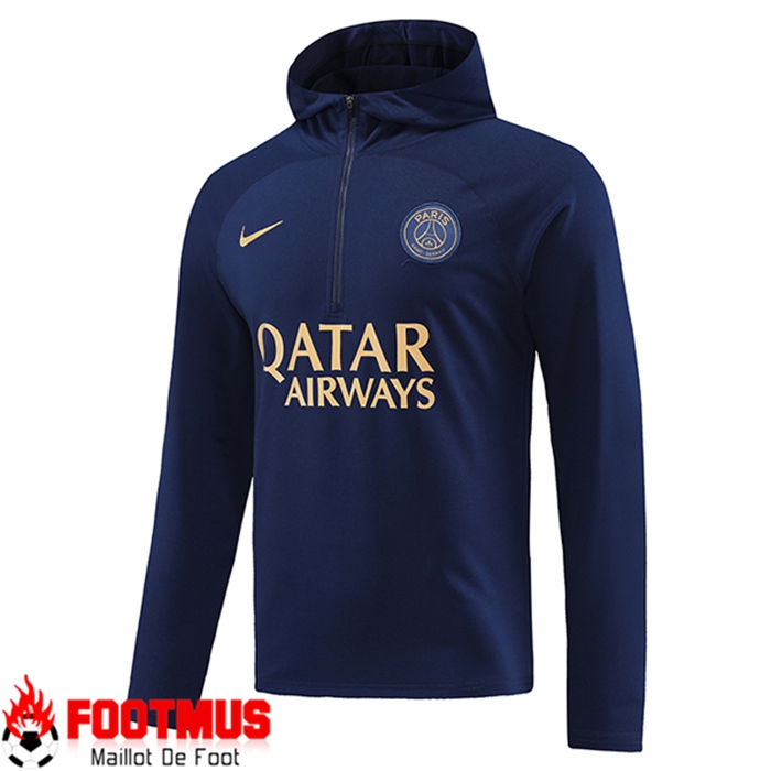 Jeu De Sweatshirt Training Capuche Psg Bleu Marine Pas Chere