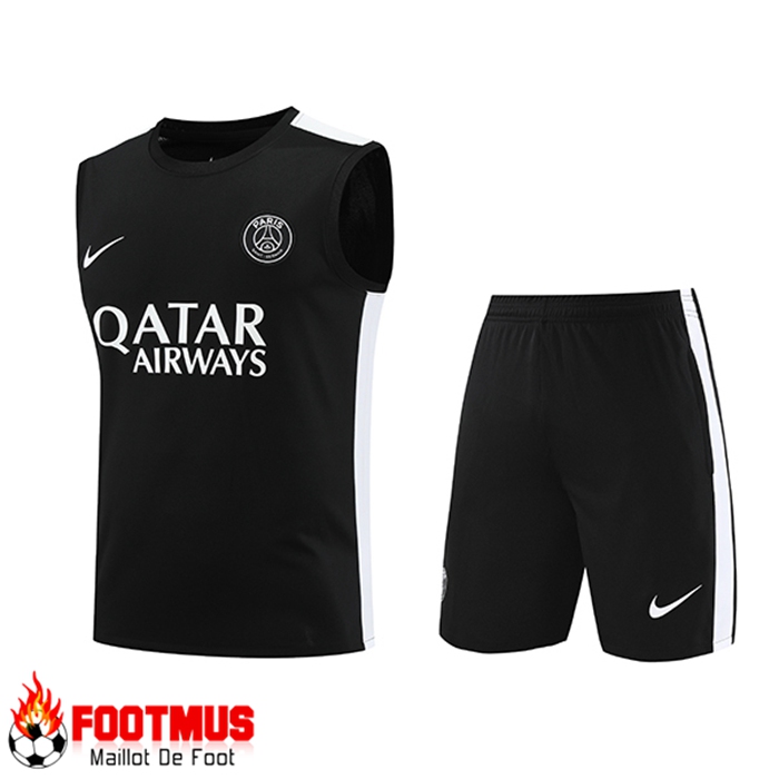 Jeux De Ensemble Training Debardeur PSG Shorts Noir 2023 2024 04 Pas