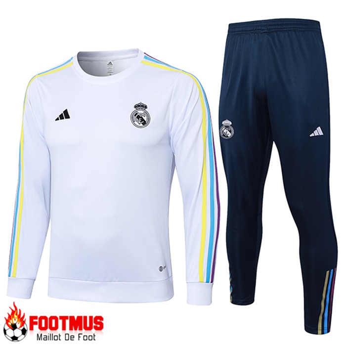 Plus Beau Ensemble Survetement De Foot Real Madrid Blanc Noir 2023 2024