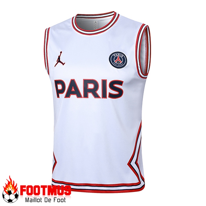 Creation Training Debardeur Jordan PSG Blanc Rouge 2024 2025 Pas Cher