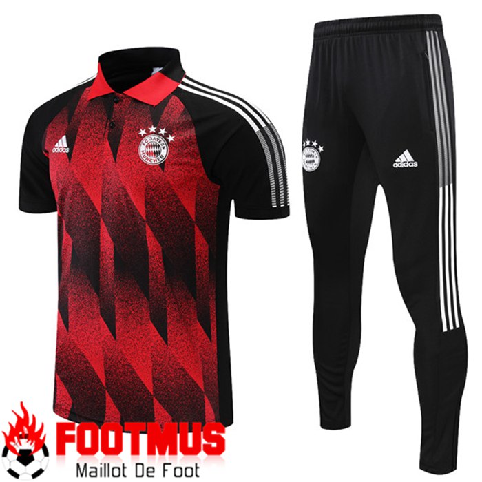 Faire Ensemble Polo Bayern Munich Pantalon Rouge Noir 2021 2022