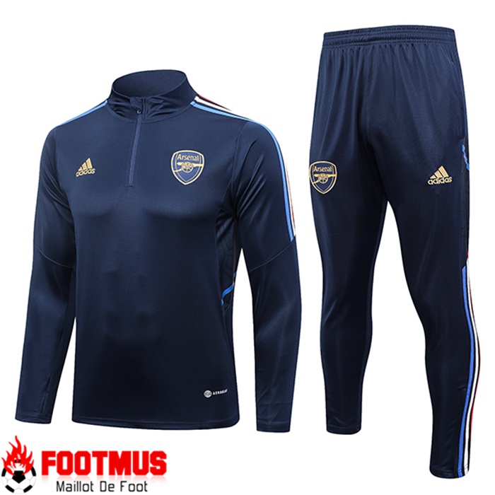 Achat Ensemble Survetement de Foot Arsenal Bleu Marine 2023 2024 Pas Chere