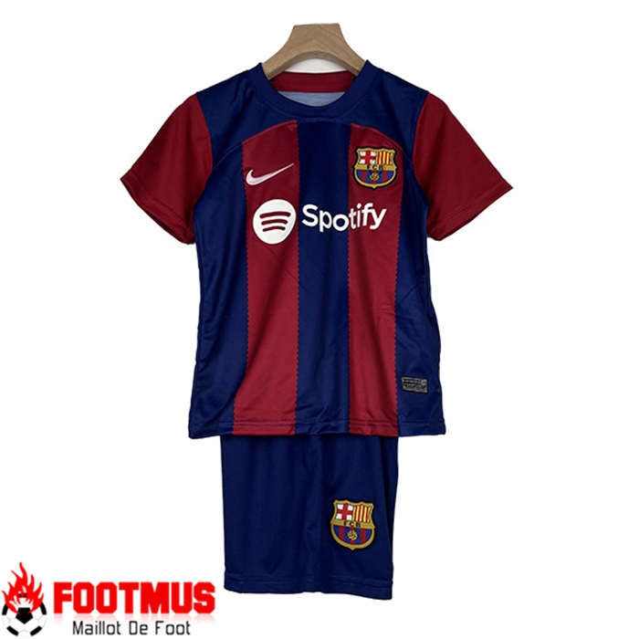 Floquer Maillot de Foot FC Barcelone Enfant Domicile 2023/2024 Pas Chere