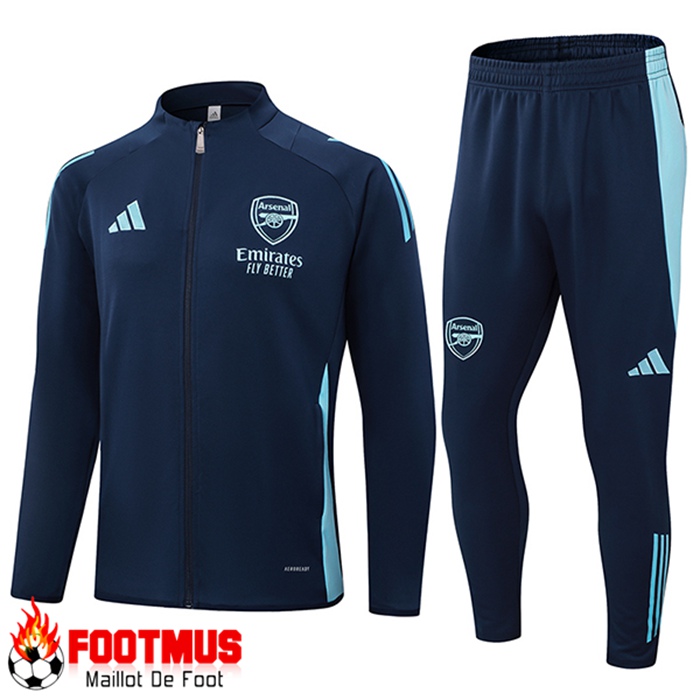 Soldes Ensemble Veste Survetement Arsenal Bleu Royal 2024 2025 Pas Cher